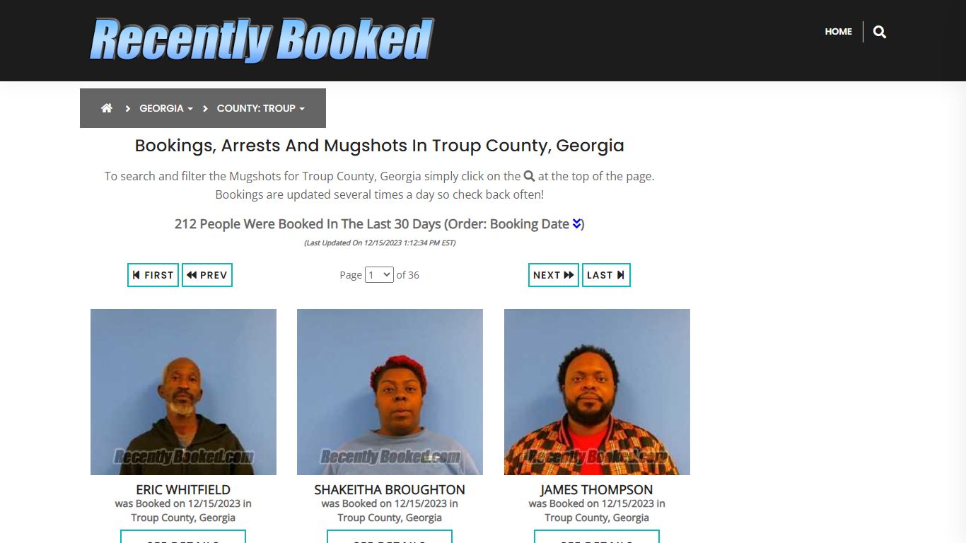 Recent bookings, Arrests, Mugshots in Troup County, Georgia