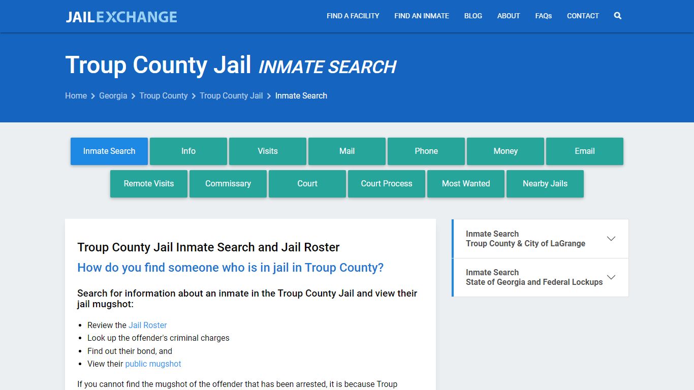 Inmate Search: Roster & Mugshots - Troup County Jail, GA - Jail Exchange